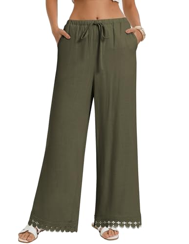 Image of GRACE KARIN Women Linen Pants Wide Leg Casual Palazzo Pants Trousers