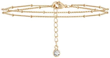 MEVECCO Bracelet for Women 14K Gold Plated Dainty Chain Simple Je...