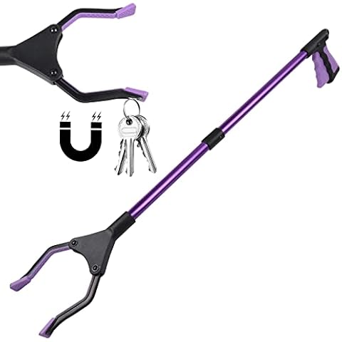 Diealles Shine Greifarm für Senioren, 81CM Lang Greifzange mit Magnet, Stabil Metall Greifer Müllzange, Faltbare Greifzange Hilfsmittel für Abfallsammlung (Violett) Cover