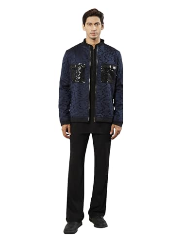 Ensemble veste kurta pantalon lycra noir homme anti-pli fini les costumes rigides inconfortables