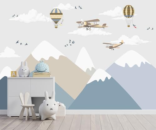 YQWDMX -Children's Room Cartoon Balloon Mountain Fabric Wallpaper Nursery Mural 140