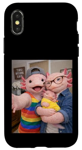 Axolotl Two Moms Life Selfie ��̓� �N�B�A �}�} �v���C�h �X�}�z�P�[�X iPhone X/XS �p