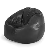 TAUSHIF Genuine Cowhide Leather Recliner Gaming Beanbag Sofa Chair Suitable for Indoor/Outdoor, (Wit