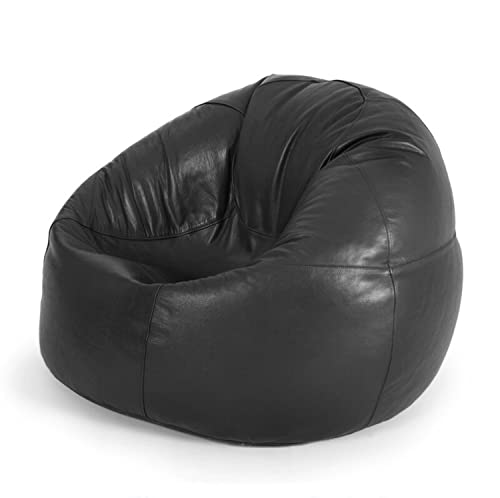 Taushif Genuine Cowhide Leather Recliner Gaming Beanbag Sofa Chair Suitable For Indoor/Outdoor, (Without Bean Or Fillers) Black #TOP26