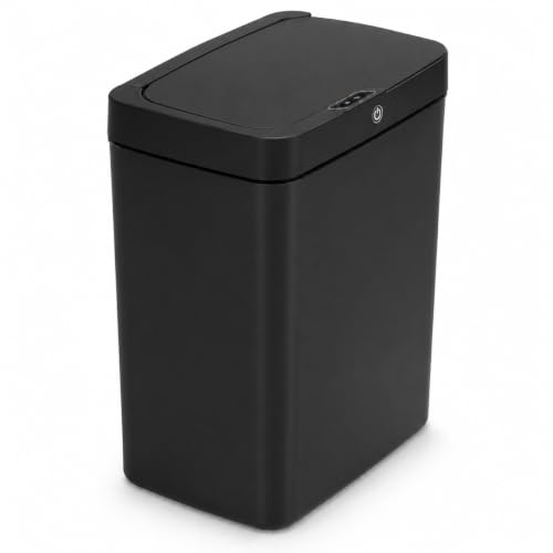 Lixeira Inteligente 16L Preta, com Sensor Automático Sem Toque, Pilhas, Design Moderno, Silenciosa, para Cozinha e Banheiro