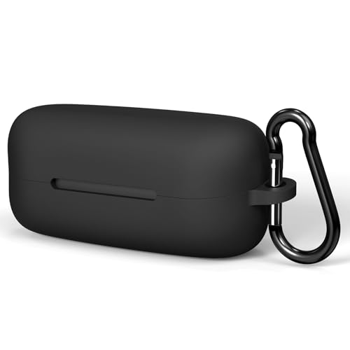 Geekria Silicone Case Cover Compatible with Sony WF-C510 True Wireless Earbuds Protective Earphones Skin Cover with Keychain Hook Charging Port Accessible Front LED Visible (Black)