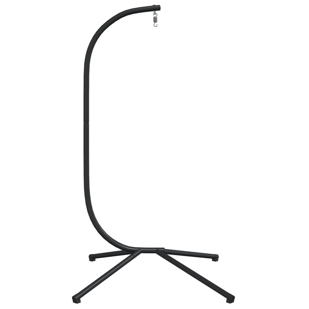 Cadre de fauteuil suspendu noir en acier avec construction en forme de C et pied en croix, 104 x 100 x 197 cm, 150 kg, convient pour jardin, balcon, terrasse, extérieur, salon de détente