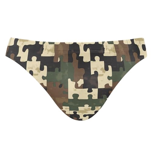 Green Camouflage Swim Briefs for Men Swimsuit Bikini Swimwear S B0405010