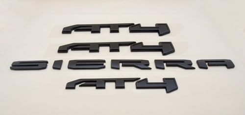 Image of 4PCS Kits AT4 Overlay Emblem Badge Sticker Sierra Replacement for 2019-2024 Sierra 1500 (Matte Black)