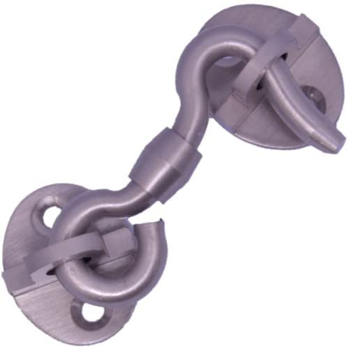 Image of RISEOM Brass Gate Hook and Eye /Window Hook for Double Doors Gates /Windows (Heavy Oval Eye) (Silver-2 inch, Pack of 14)
