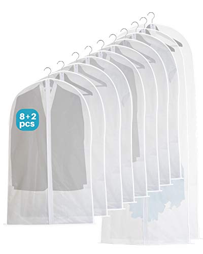 Garment Bags, 10 Pcs Garment Bags for Hanging Clothes, Translucent Dust-proof Garment Bags for Storage by DF DUALFERV