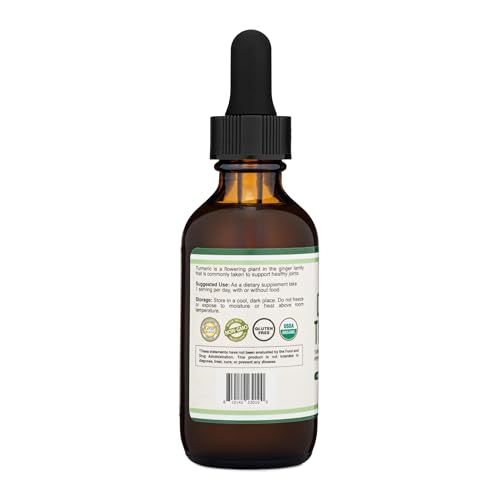 Turmeric Curcumin with Black Pepper Drops - Organic Turmeric Supplement Drops 1,180mg - 2FL OZ, 60 Servings (with Black Pepper Seed, Ginger, Rosemary, and Sage) for Joint Support by Double Wood