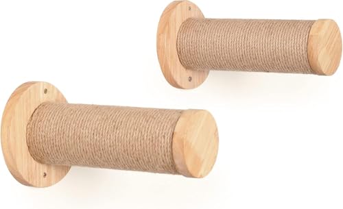 Vilom 壁掛け式キャットステップとキャットタワー|キャット階段、キャットポール、キャットウォーク、爪とぎポスト インテリアのための省スペース家具 (猫は2つのセットを登る)