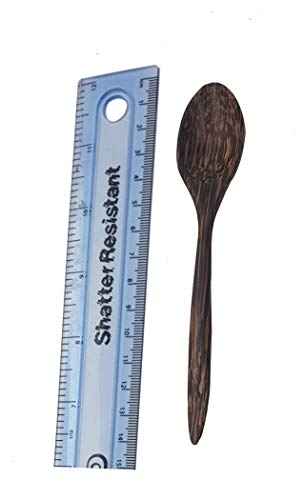 VIE Kokosnuss Schüsseln und Löffel Set, Schwarz, 2er - 9