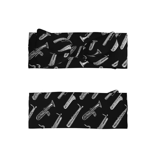 Vintage Saxophone White Print Baby Girl Bows Headbands Baby Girls Newborn Headbands Infant Toddlers 0-6 Months2