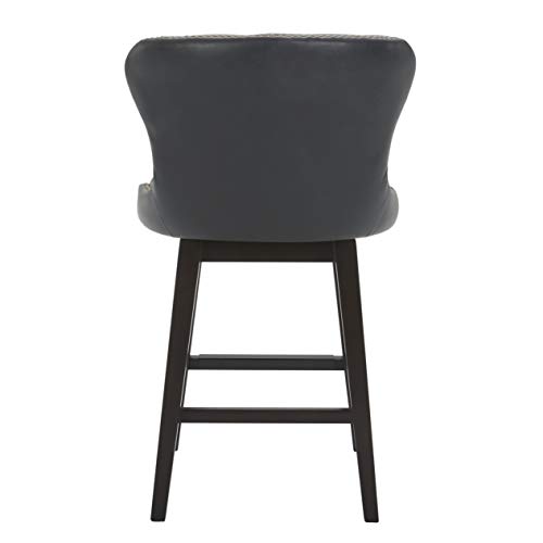 Amazon Brand – Stone & Beam Morgan Faux Leather Memory-Swivel Counter-Height Barstool, 38.2"H, Black #TOP4