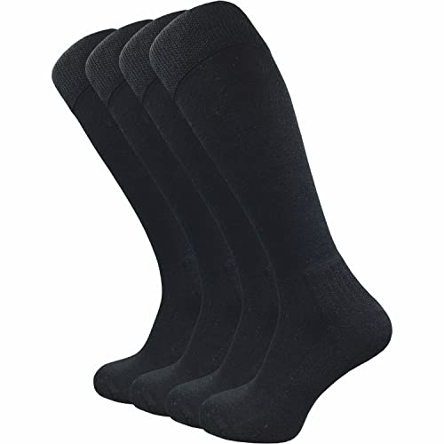 GAWILO warme Kniestrümpfe für Damen & Herren (4 Paar) | lange Socken mit Komfortbund | ideal auch als Reitsocken mit gepolsterter Sohle (DE/NL/SE/PL, Numerisch, 35, 38, Regular, Regular, schwarz)