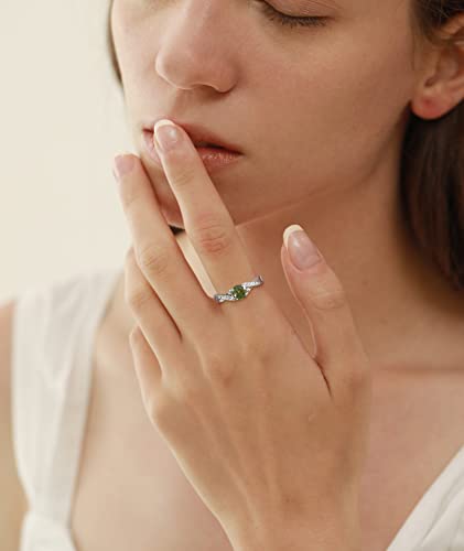 Yl 925 Sterling Silver Engagement Ring 5Mm Created Peridot Infinity Ring For Women-Size8 #TOP2