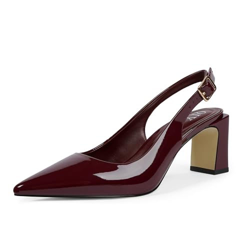 Womens Pumps Pointed Closed Toe Chunky Heel Slingback Heels for Women
