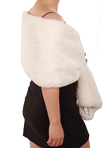Octwine Fashion Cross Faux Fur Shawls Bridal Fur Wraps Bridemaids Fur Scarf Winter Warm Fur Shawls for Women and Girls3