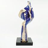 Casa Padrino Sculpture décorative Bleu/Or/Noir H. 50 cm - Figure décorative