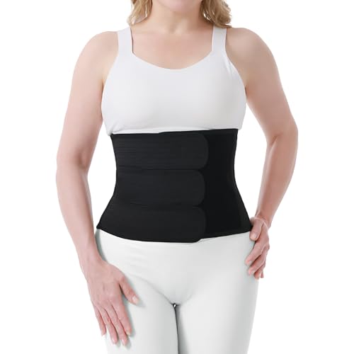 Postpartum Belly Band for C-Section Recovery - Abdominal Binder Post Surgery with Hot Cold Pocket for Pain & Swelling Relief - Breathable Adjustable Back Support Belt Wrap for Women