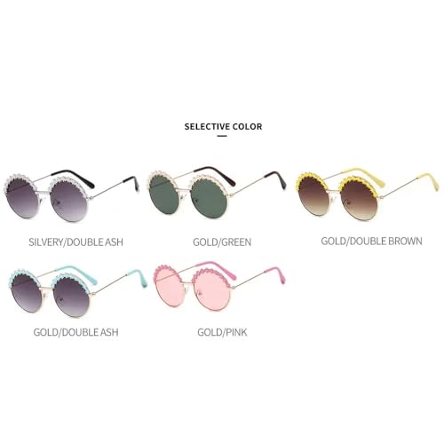 Round Kids Sunglasses Flower Baby Children Shades Sun Glasses Girls Cute Half Frame Metal Eyewear UV400 7