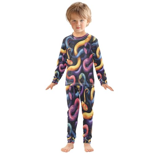 Pajama Sets Long Sleeve Abstract Snakes Watercolor Soft Comfy Sleepwear 2 Piece PJS 3-8T2