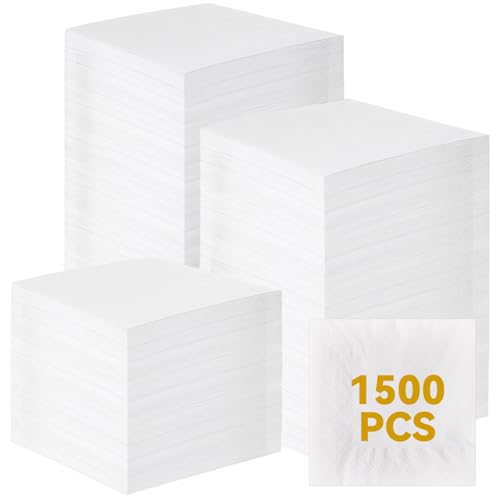 Image of Henoyso 1500 Pack 2 Ply 9.8 x 9.8 Inch White Cocktail Napkins for wedding