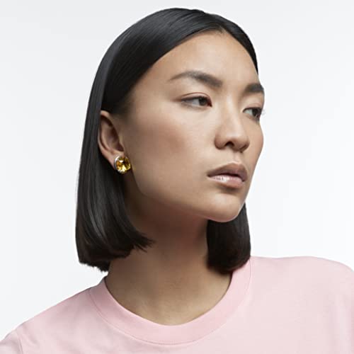 Swarovski Harmonia Stud Pierced Earrings with Oversized Yellow Cushion-Cut Crystals on a Rhodium Finish Setting, Part of the Swarovski Harmonia Collection3