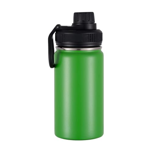 diwedaso Botella pequeña - Botella de agua con boca aislada de acero de 12 oz con tapa de boquilla antifugas, taza de agua con hervidor deportivo termo para niños, verde hierba