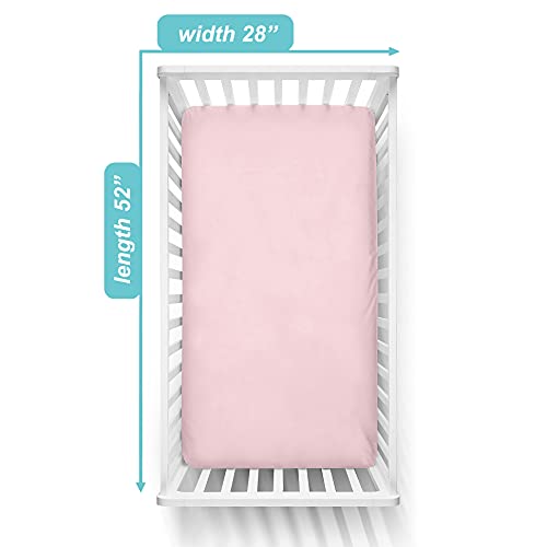 Image of TL Care 2 Pack Fitted Crib Sheets 28 inch x 52 inch, Soft Breathable Neutral 100% Cotton Jersey Sheet, Pink, for Boys and Girls, Fits Crib and Toddler Bed mattresses