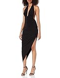 Norma Kamali womens Halter Side Drape Gown Cocktail Dress, Black, Large US