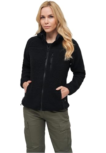 Brandit Women Teddyfleece Jacket Hooded, Farbe: black, Größe: M