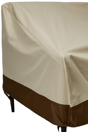 Amazon Basics - 2-Seater Deep Lounge Outdoor Garden Furniture Sofa Cover Waterproof, Beige/Tan