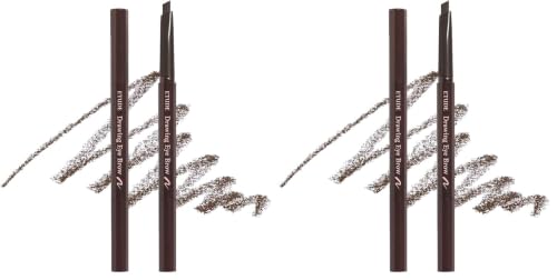 Image of ETUDE Drawing Eyebrow Pencil, Arch Shape for Defined Brow|Brow Pencil with Spoolie |Long Lasting, Transfer Proof & Smudge-Proof |Shade- 01 Dark Brown,0.25g (Pack of 2)