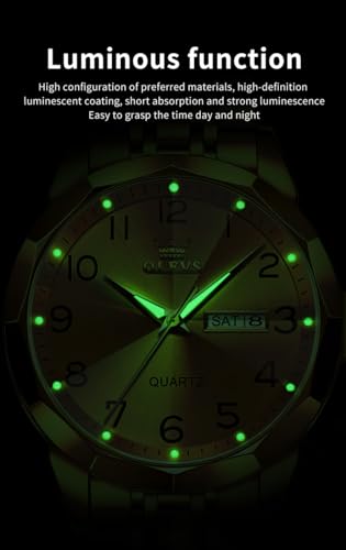Image of OLEVS Watch for Men Simple Business Dress Analog Stainless Steel Waterproof Luminous Date Easy Read Men Wrsit Watch
