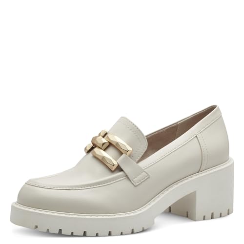MARCO TOZZI Damen Loafer mit Absatz Elegant Vegan, Beige (Cream), 39 EU