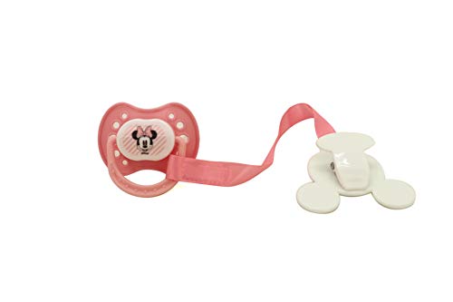 Image of Disney Cudlie Minnie Mouse Baby Girl 4 Pack of 2 Pacifiers & 2 Clips with Sugar & Spice Print