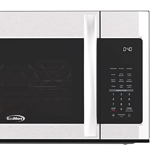 Image of KoolMore 1.9 Cu. Ft. Over the Range Microwave Oven with Oven Lamp and 300CFM Recirculation Vent Hood Function, Auto Cook Menus, Reheat Function, 11 Power Levels, Timer, and Weight Defrost (KM-MOT-2SS)