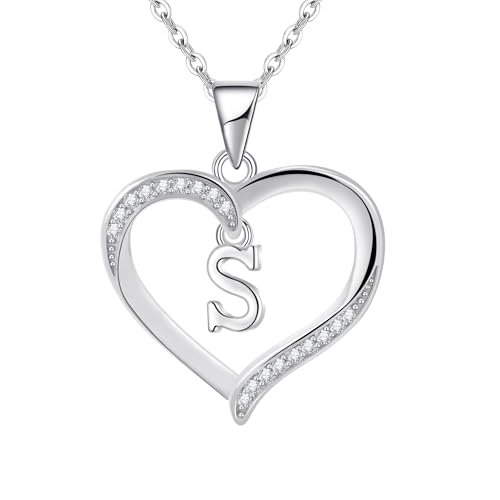 Cosie Lily pour Femme En Argent Lettre Initiale coeur Collier Personnalisé Prénom Initial Collier Bijoux Femme Argent Cadeau pour Anniversaire Fête Des...
