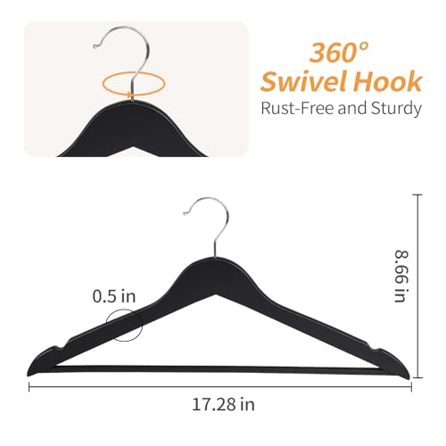 Amazon Basics Wood Suit Clothes Hangers, 30-Pack, Black - Image 3