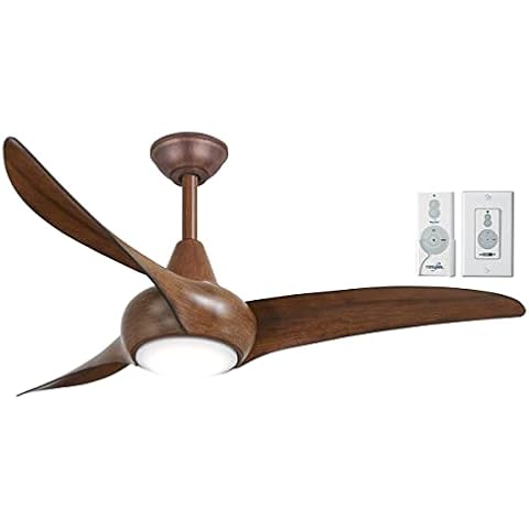 MINKA-AIRE F845-DK Light Wave 44" Ceiling Fan with LED Light in Distressed Koa with Remote and Additional Wall Control Cover