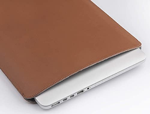 Image of CONTACTS Slim Laptop Sleeve 16 Inch Compatible for MacBook Pro 16 inch and All Other laptops Under 15.6 inch Faux Leather 15.6 inch Protective Computer Cover 16in Case - TAN