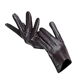 Rfmfkkg Damenhandschuhe, Leder, dünne Handschuhe, hält warm, Winterhandschuhe, einfarbig, Dunkelbraun, 6.5