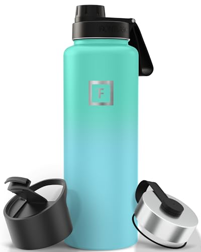 Image of IRON FLASK Camping & Hiking Hydration Flask with Spout, Wide Mouth Insulated Stainless Steel Sports Water Bottle - 40 oz Sky