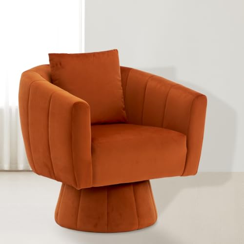Sillón giratorio terciopelo suave naranja miniatura 7