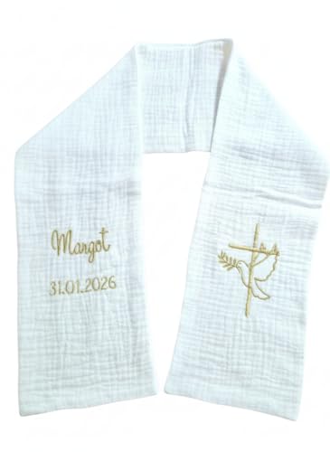 Etole écharpe de baptème Linge Blanc Gaze de Coton, Autres modèles de Broderie sur ma Boutique