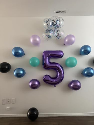 Image of Number Balloons Purple 9 Balloon 40 inch for 9th Birthday Party Decorations | Saturated Color, Large 40 in, With Straw & Hanging Hole, For Back-to-School Season, Wedding, Christmas, New Year, Anniversary