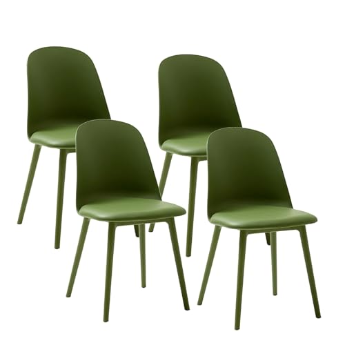 Juego de 4 sillas de comedor tapizadas, diseño sin brazos para cocina y comedor, cómodo asiento de tela para decoración moderna del hogar